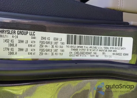 2014 Dodge Durango Limited z USA, uszkodzony, nr VIN 1C4RDJDG6EC493407